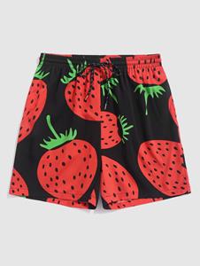 Zaful Strawberries Pattern Vacation Shorts
