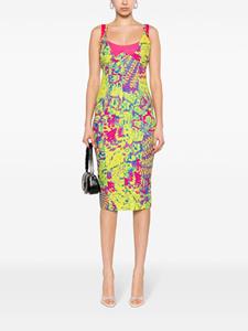 Versace Jeans Couture Animalier bodycon midi dress - Geel