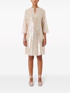 Emporio Armani belted sequinned midi dress - Beige