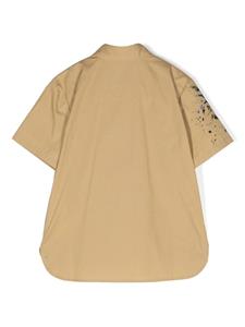 Moschino Kids splatter-print poplin shirt - Beige