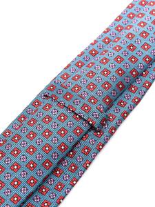 Kiton patterned-jacquard silk tie - Blauw