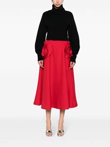Valentino Garavani floral-appliqué flared midi skirt - Rood