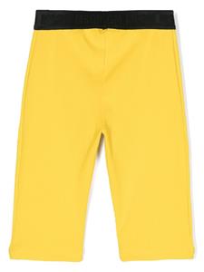 MSGM Kids logo-waistband cotton shorts - Geel