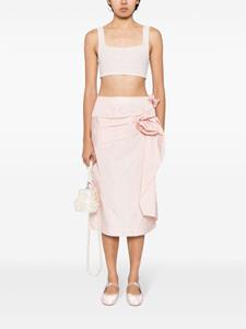 Simone Rocha floral-appliqué draped pencil skirt - Roze
