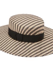 Nina Ricci striped raffia canotier hat - Beige