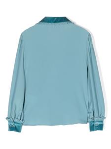 Simonetta Crêpe shirt met gesmockt detail - Blauw