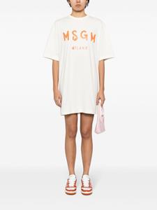 MSGM logo-print T-shirt minidress - Oranje