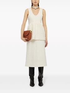 Jil Sander Midi-jurk met peplum taille en U-hals - Wit
