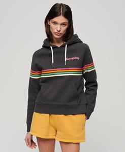 Superdry Vrouwen Rainbow Stripe Hoodie met Logo Zwart