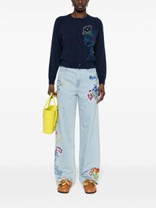 Kenzo Sumire Drawn Flowers jeans met wijde pijpen - Blauw