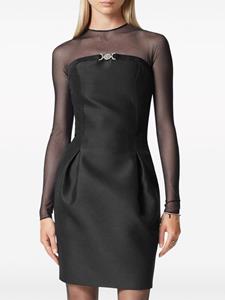 Versace Zijden jurk met logoplakkaat - Zwart