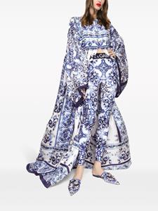 Dolce & Gabbana majolica-print silk dress - Blauw