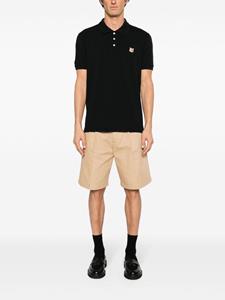 Maison Kitsuné Piqué poloshirt met vossenpatch - Zwart