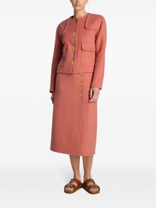St. John clasp-fastening wool-cashmere skirt - Roze