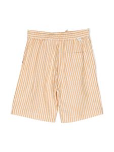 Paolo Pecora Kids Gestreepte shorts van linnenblend - Geel
