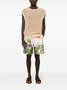 Pierre-Louis Mascia Aloe zijden shorts met bloemenprint - Beige