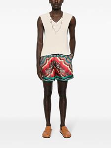 Pierre-Louis Mascia Aloe zijden shorts met print - Rood