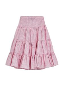 Versace Kids Barocco-print tiered skirt - Roze