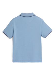 Brunello Cucinelli Kids Heraldic logo-embroidered polo shirt - Blauw