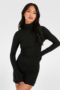Boohoo Premium Super Soft Roll Neck Bodycon Mini Dress, Black