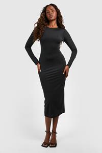 Boohoo Premium Matte Slinky Crew Neck Midaxi Dress, Black