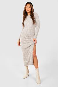 Boohoo Soft Marl Knit Maxi Sweater Dress, Taupe