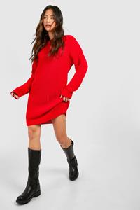 Boohoo Crew Neck Mini Sweater Dress, Red