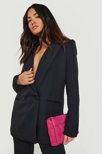 Boohoo Getailleerde Blazer Met Dubbele Knopen En Mouw Knoopjes, Black