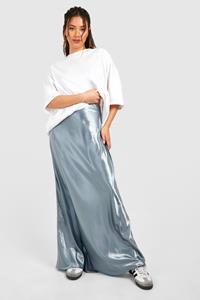 Boohoo Liquid Satin Maxi Skirt, Silver
