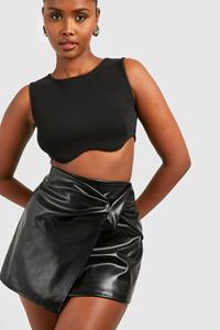 Boohoo Twist Front Faux Leather Mini Skirt, Black