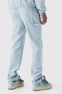 Boohoo Tall Relaxed Rigid Overdyed Carpenter Jeans, Ice Blue