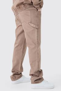 Boohoo Tall Relaxed Rigid Overdyed Carpenter Jeans, Brown