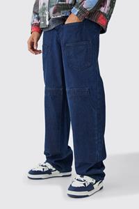 Boohoo Baggy Rigid Multi Pocket Carpenter Jeans, Indigo