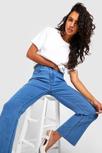 Boohoo Flared High Rise Jeans, Mid Wash