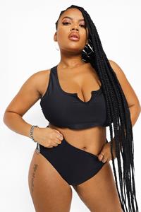 Boohoo Plus Essentials Bikini Top Met Halsinkeping, Black