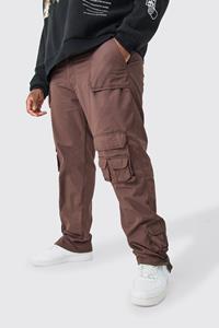 Boohoo Plus Slim Leg Multi Pocket Cargo Pants, Chocolate