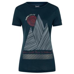 SUPER.NATURAL T-Shirt für Damen, Merino ETRETAT CLIFFS Berg Motiv, aktiv