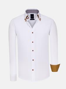 WAM Denim Ales Solid Structured White Overhemd Lange Mouw-