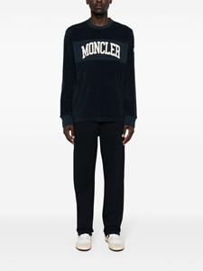 Moncler embroidered-logo cotton sweatshirt - Blauw