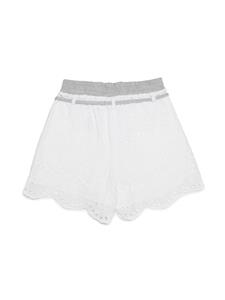 MAX&Co. Kids Katoenen shorts met bloemenkant - Wit