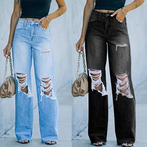 Best do it 2023 mode womens baggy cargo jeans hoge taille wijde pijpen broek voor vrouwen streetwear rechte broek vintage gat broek 25660