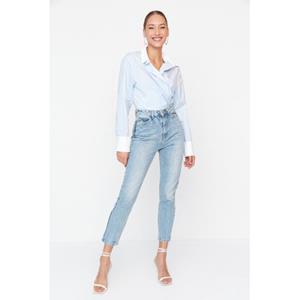 FORREST FASHION Lichtblauwe mom-fit jeans voor dames met hoge taille