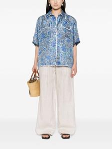 SANDRO Zijden blouse met bloemenprint - Blauw