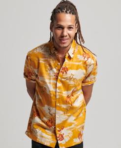 Superdry Male Hawaiian Overhemd met Korte Mouwen Oranje