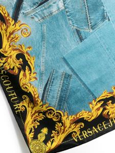 Versace Jeans Couture denim-print silk scarf - Blauw
