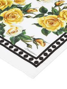 Dolce & Gabbana rose-print rectangle scarf - Wit