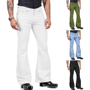 KYUSHUAD Effen kleur stretchy slim fit mid-rise Bell Bottom-broek Modieuze uitlopende broek voor heren