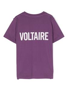 Zadig & Voltaire Kids Katoenen T-shirt met logoprint - Paars