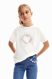Desigual T-shirt hart stras - WHITE