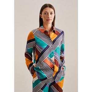 seidensticker Overhemdblouse Zwarte roos Lange mouwen kraag geometrische motieven